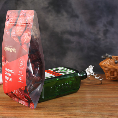 ขนมขบเคี้ยว Quad Middle Seal 220g ถุงบรรจุภัณฑ์พิมพ์แบบกำหนดเองพิมพ์ถุงพลาสติกสำหรับบรรจุภัณฑ์อาหาร