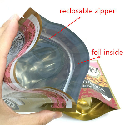 ยืนขึ้นซิปปิดผนึก  ความร้อนปิดผนึกเก็บอาหาร Doypack บรรจุภัณฑ์ถุงที่มีหน้าต่างใส