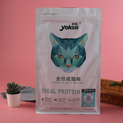 ถุงบรรจุอาหารสัตว์เลี้ยง 12oz 16oz Dog Cat ถือว่ายืนขึ้นถุงซิปล็อคพลาสติก