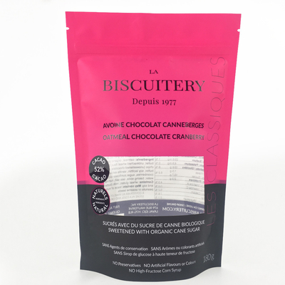 25g Standing Pouch บรรจุภัณฑ์โปร่งใสยืนขึ้นกระเป๋าพร้อมซิปคุกกี้ถั่ว