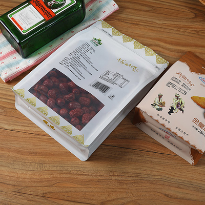 ถุงปิดผนึกความร้อน 50g 100g 200g ถุงบรรจุภัณฑ์พลาสติกสำหรับอาหารก้นแบนพร้อมหน้าต่าง