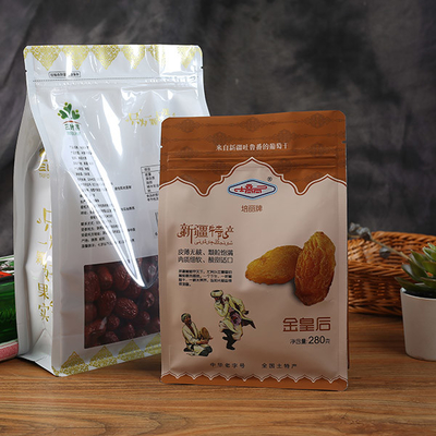ถุงปิดผนึกความร้อน 50g 100g 200g ถุงบรรจุภัณฑ์พลาสติกสำหรับอาหารก้นแบนพร้อมหน้าต่าง