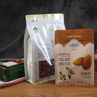 ถุงกันความร้อน Mylar Clear Heat Seal ที่สามารถนำกลับมาใช้ใหม่ได้ Frosted Flat Bottom Stand Up Pouch