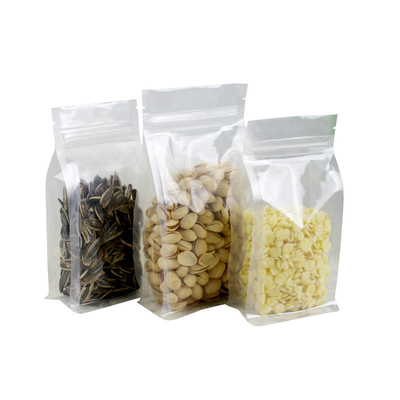 บรรจุภัณฑ์ถุงก้นแบนใส 8 ด้านซีล Eco Food Grade Stand Up Pouch