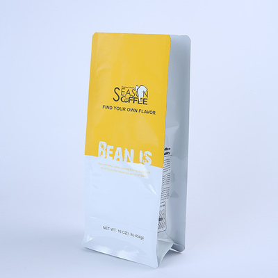 บรรจุถุงก้นแบนขนาด 250g 8oz บรรจุภัณฑ์พลาสติก 120g ถุงใส่เมล็ดกาแฟพร้อมวาล์ว